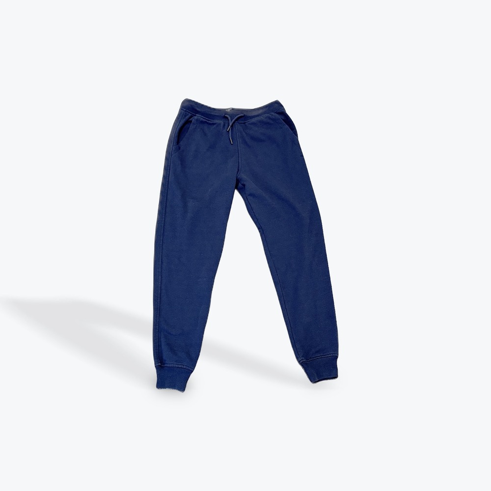 Navy Blue Cotton Blend Fleece Joggers‎ Sweatpants with Drawstring Waist